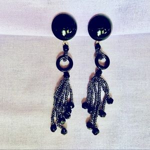 Vintage Black Acrylic X-Long Earrings